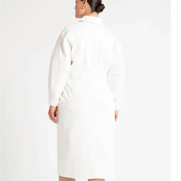 Eloquii women’s dress Sz 18 Oversized Denim Midi white baddie - Picture 2 of 12